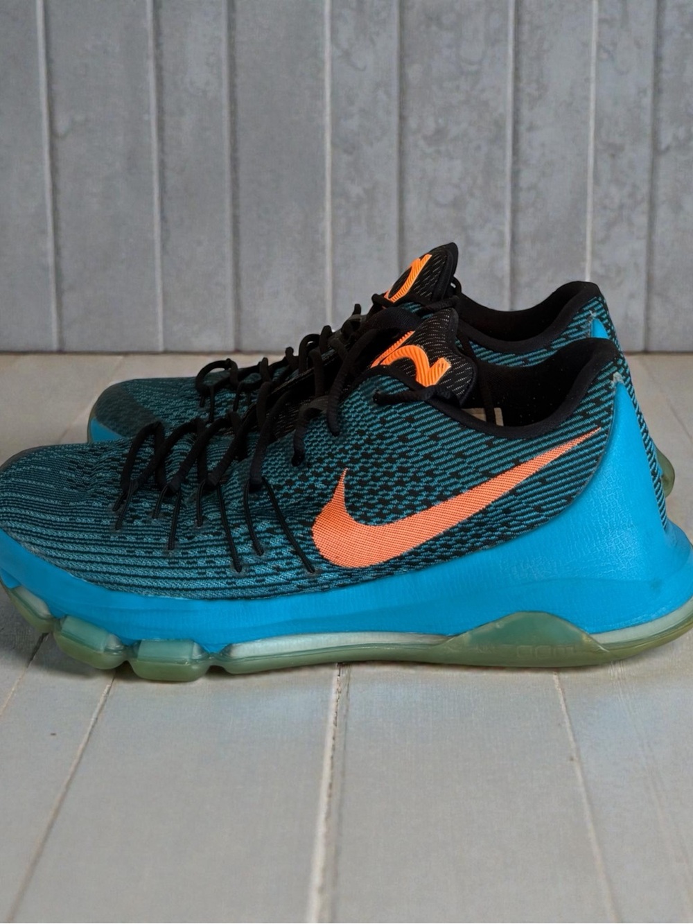 Nike KD 8 Ocean Fog Blue Orange Kevin Durant 749375-480 Men's Size 11.5